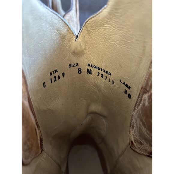 Corral Tan Leather Floral Embroidered Western Boots Square Toe Cowgirl Size 8 M - Picture 8 of 12